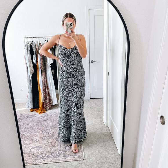 L'ACADEMIE Revolve B&W Animal Printed Slip Maxi Dress - Picture 2 of 13